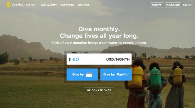 Call to action: Charity Water