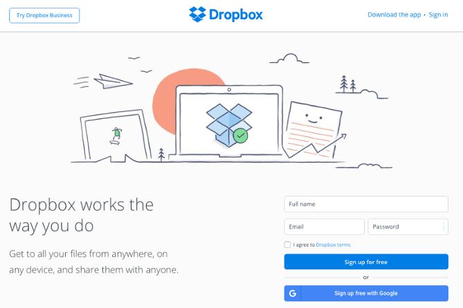 Call to action: Dropbox