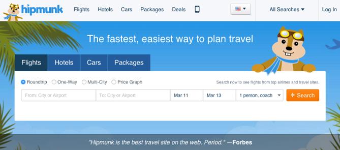 Call to action: Hipmunk