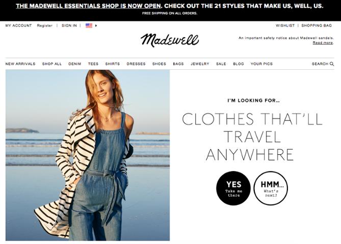 Call to action: Madewell