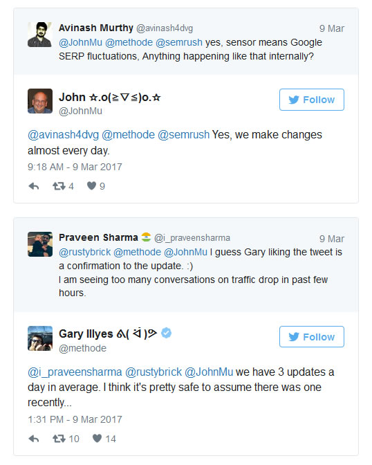 Google szakemberek nem erősítették meg az algoritmus frissítést