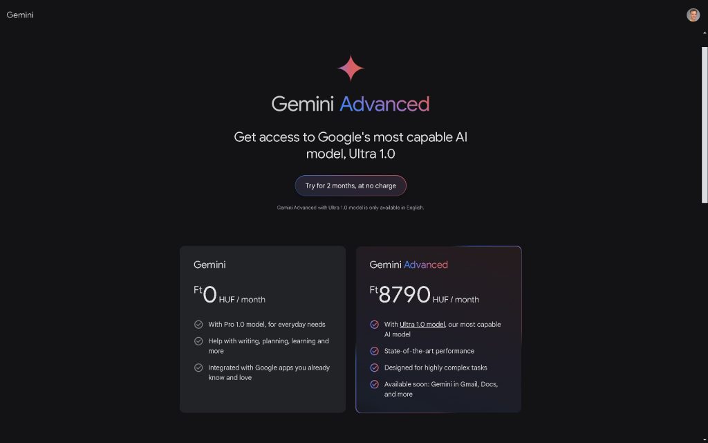 Google Gemini Advanced fizetős része mivel tud többet az ingyenes verziónál és Bard-nál?
